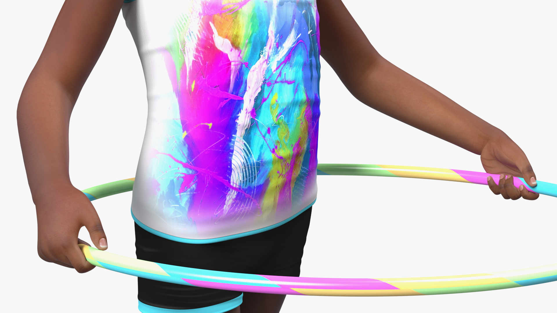 3D Black Child Girl With Hoop