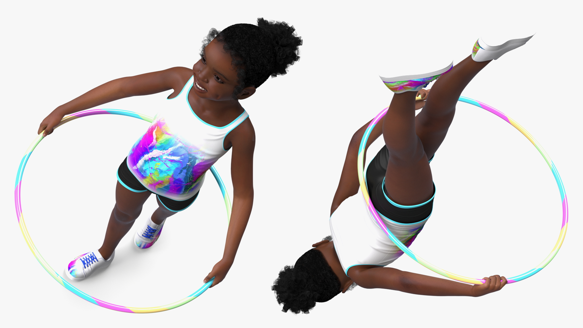 3D Black Child Girl With Hoop