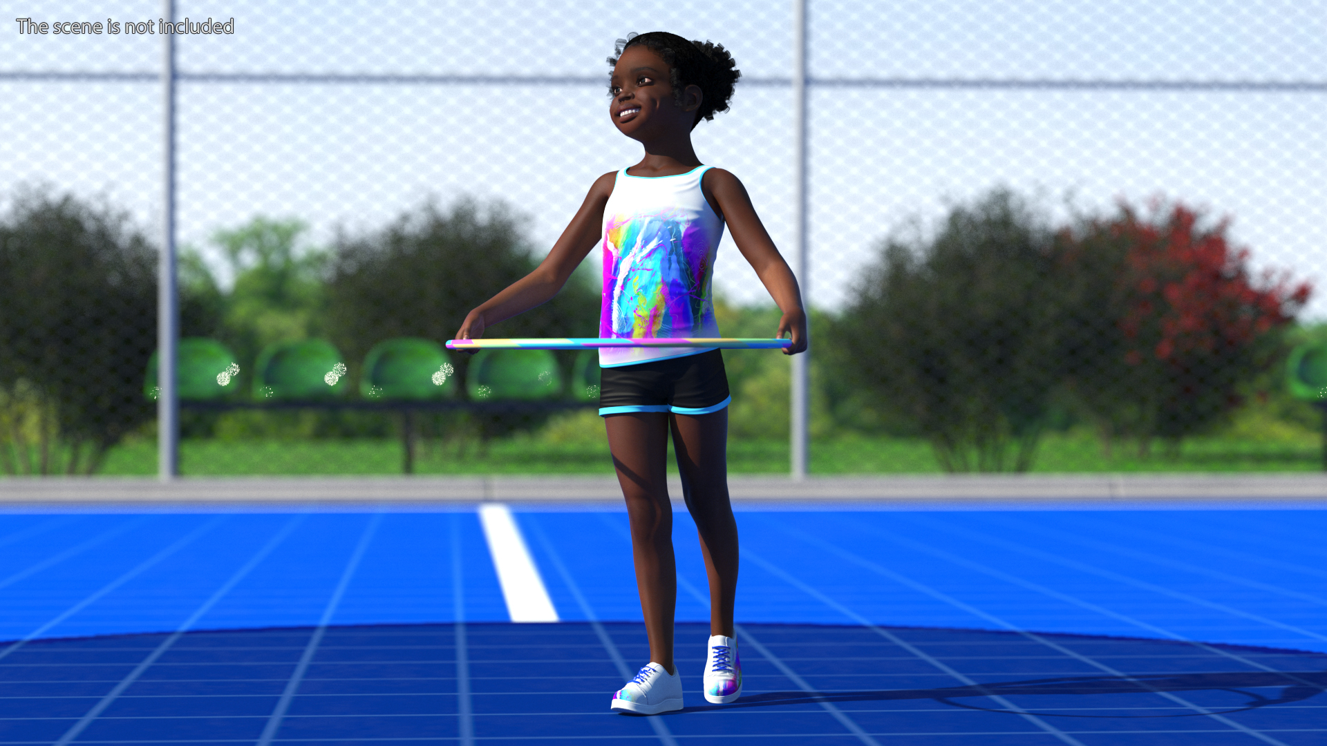 3D Black Child Girl With Hoop
