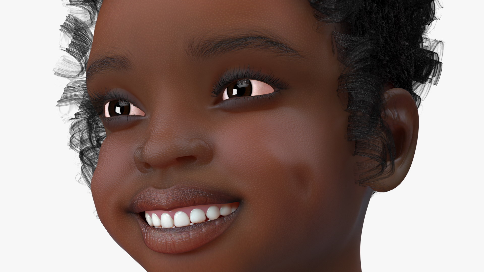 3D Black Child Girl With Hoop