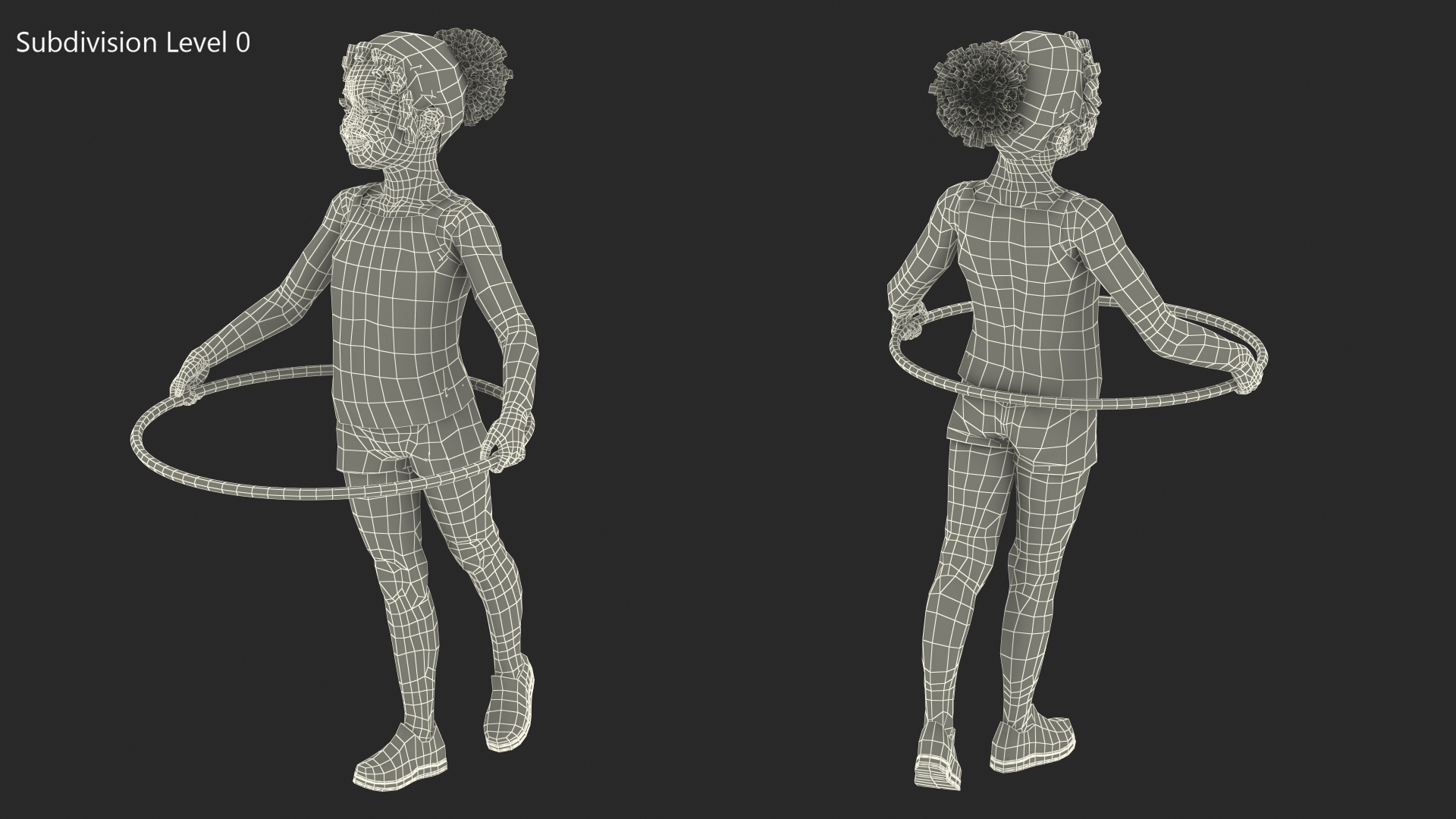3D Black Child Girl With Hoop
