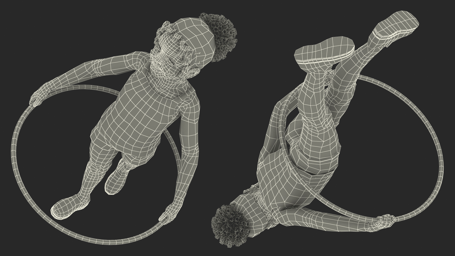 3D Black Child Girl With Hoop