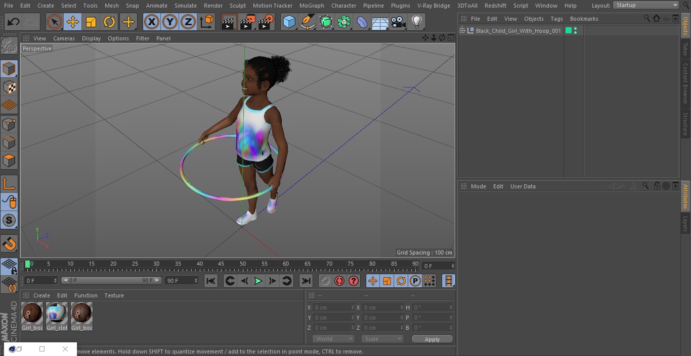 3D Black Child Girl With Hoop