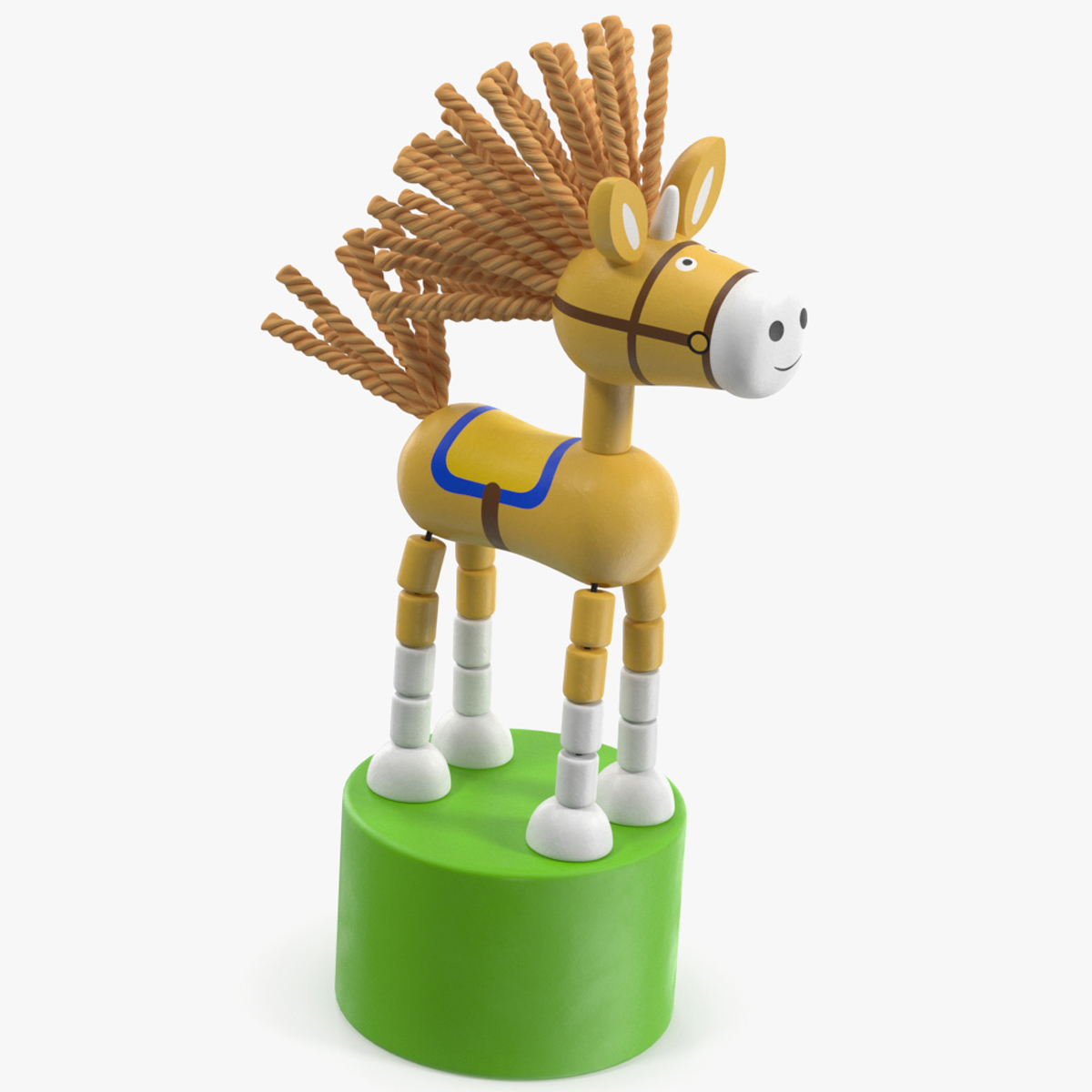 3D Unicorn Puppet Toy Yellow Rigged for Maya
