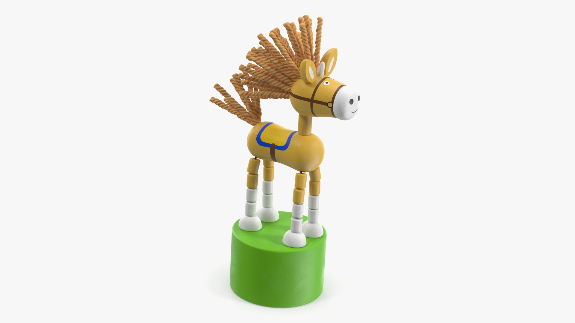 3D Unicorn Puppet Toy Yellow Rigged for Maya