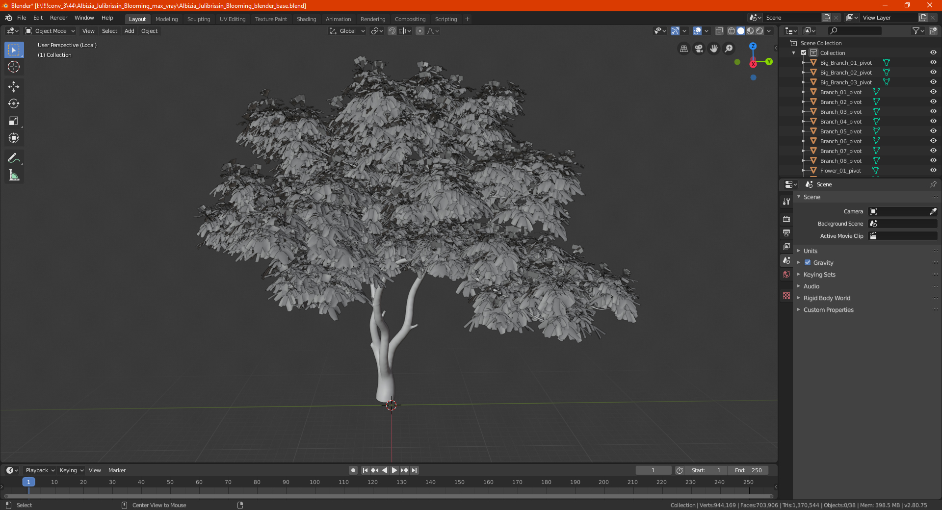 3D Albizia Julibrissin Blooming model