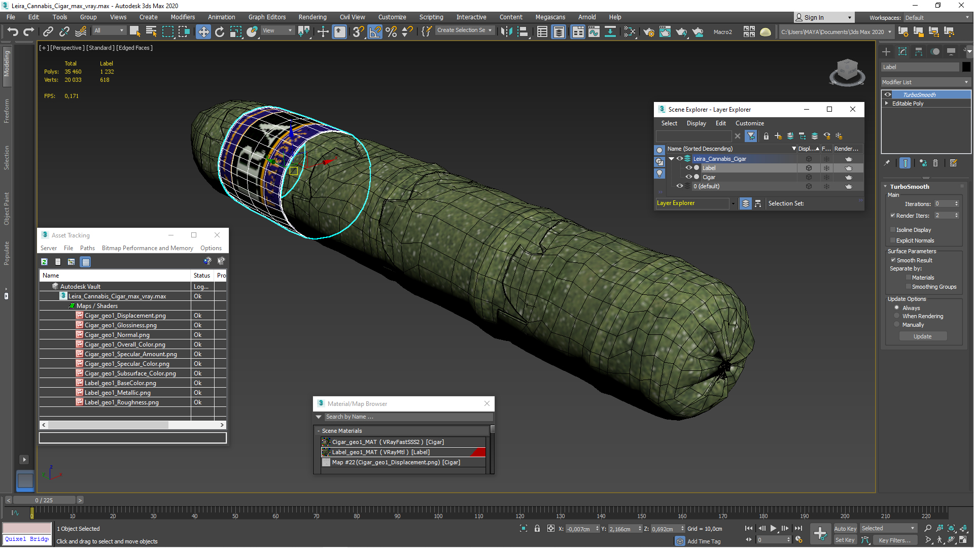 3D model Leira Cannabis Cigar