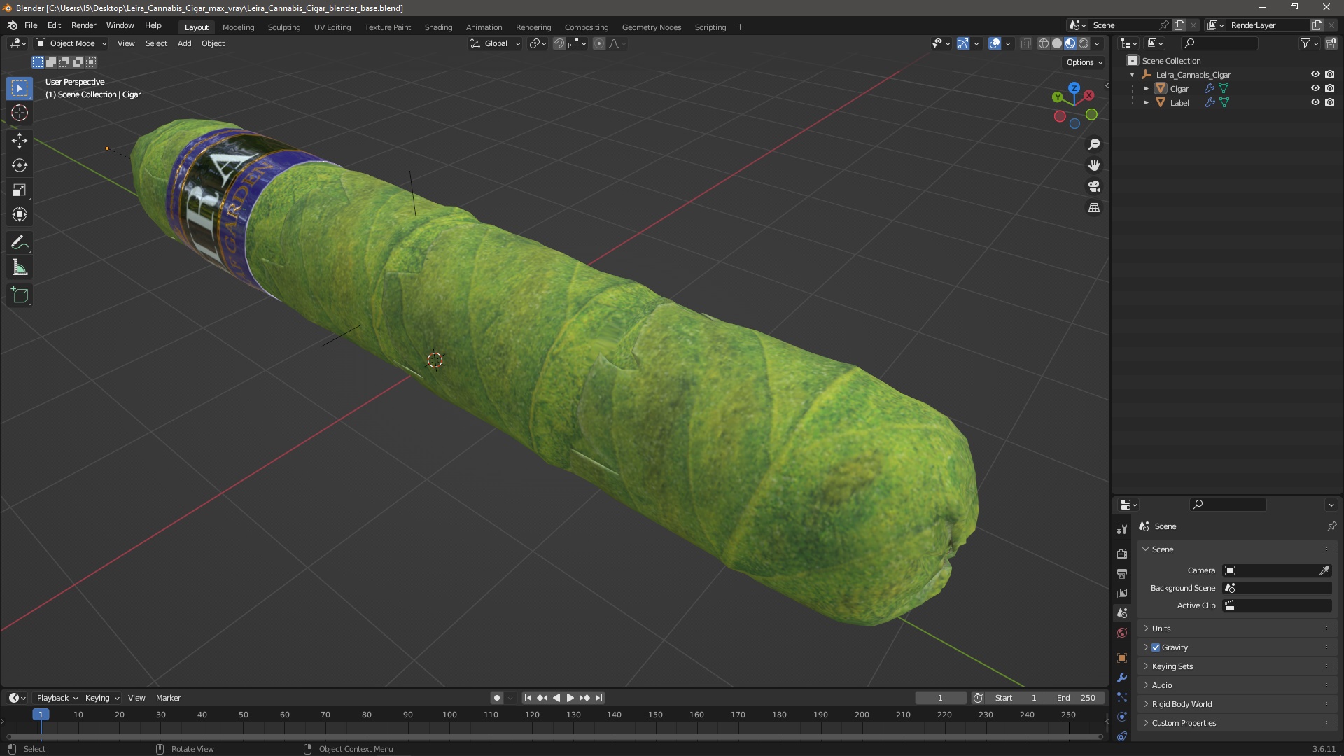 3D model Leira Cannabis Cigar