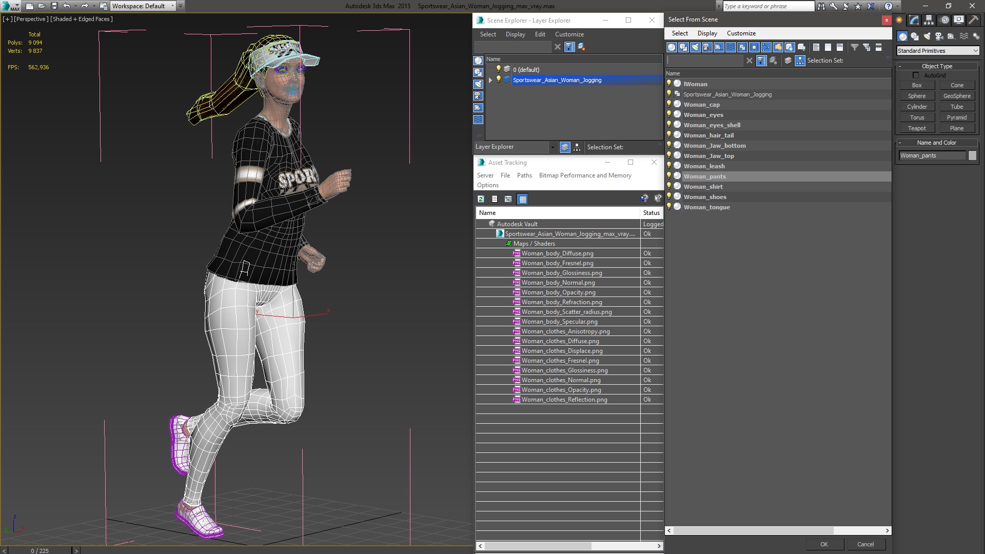 3D model Sportswear Asian Woman Jogging