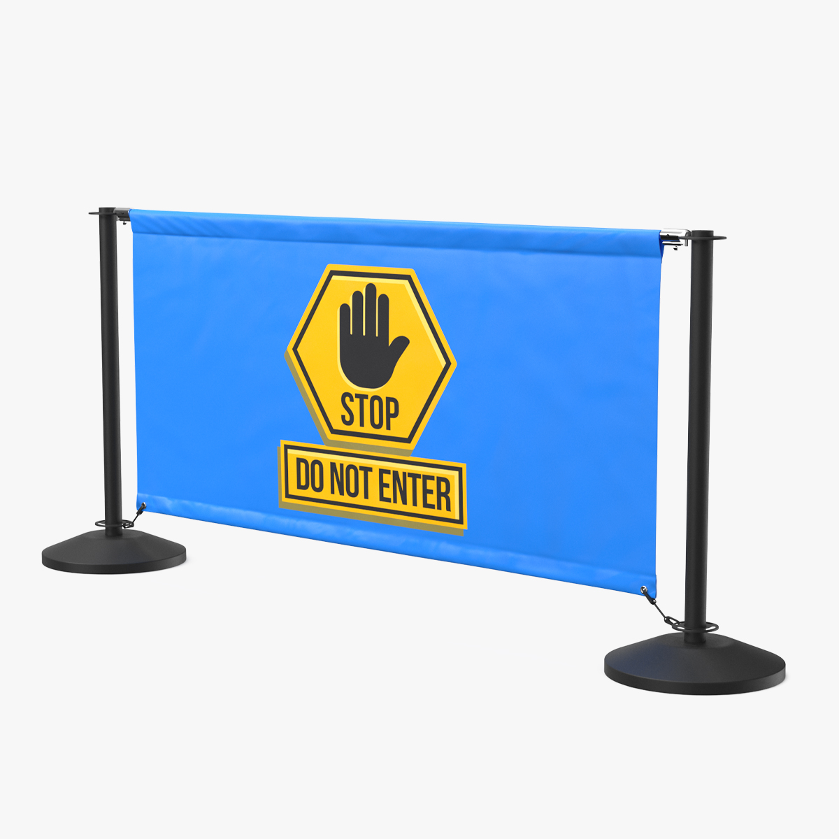 Barrier Banner Stand with Warning Sign