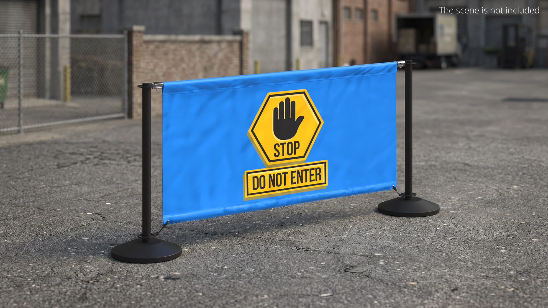 Barrier Banner Stand with Warning Sign, view 4