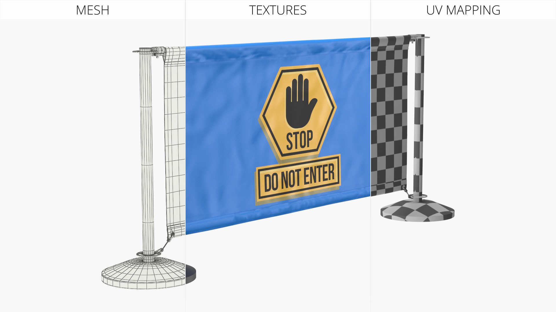 Barrier Banner Stand with Warning Sign, view 10