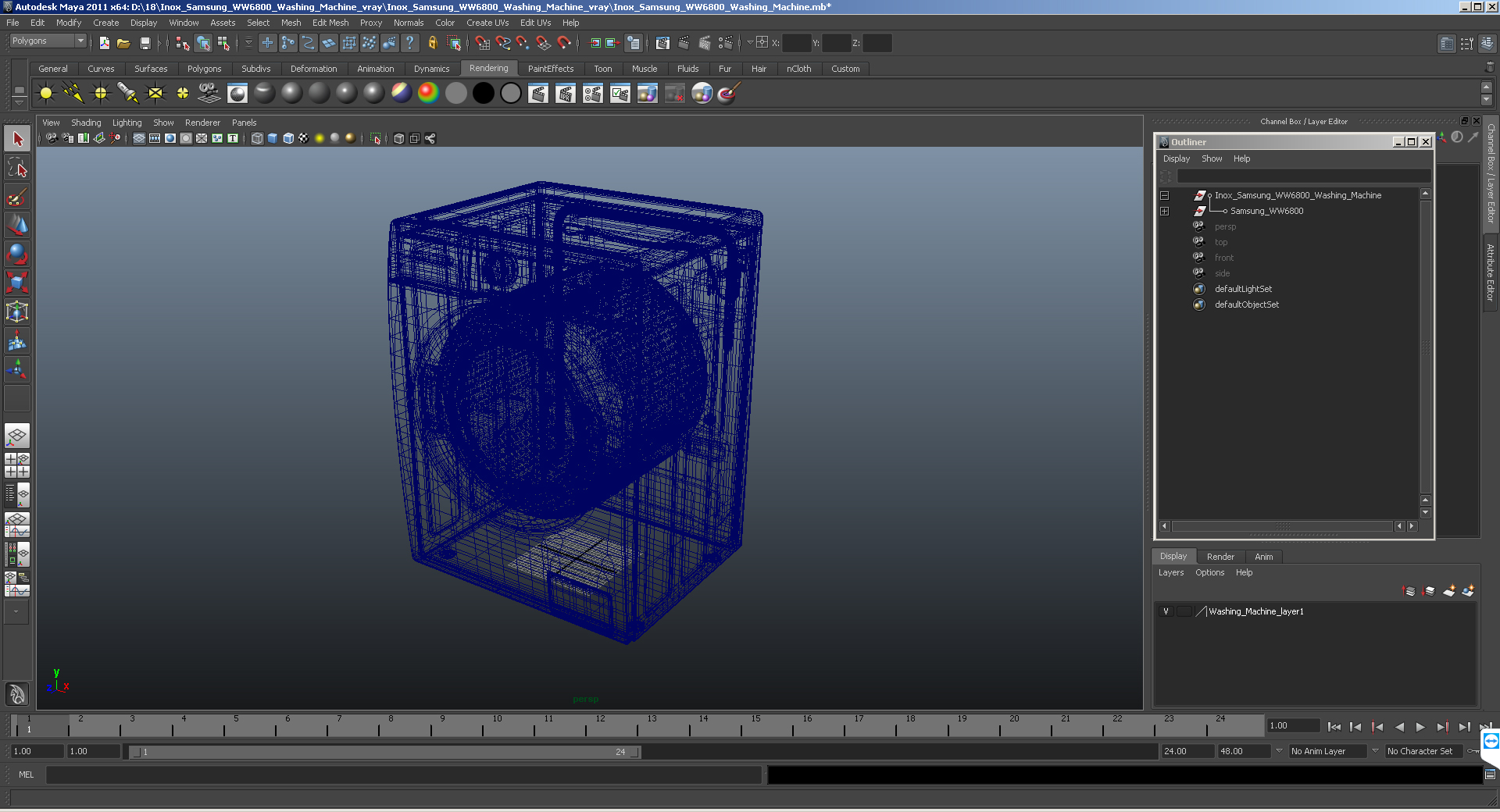 3D model Inox Samsung WW6800 Washing Machine