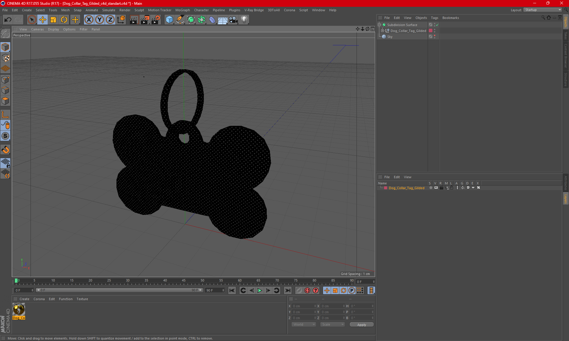 3D Dog Collar Tag Gilded