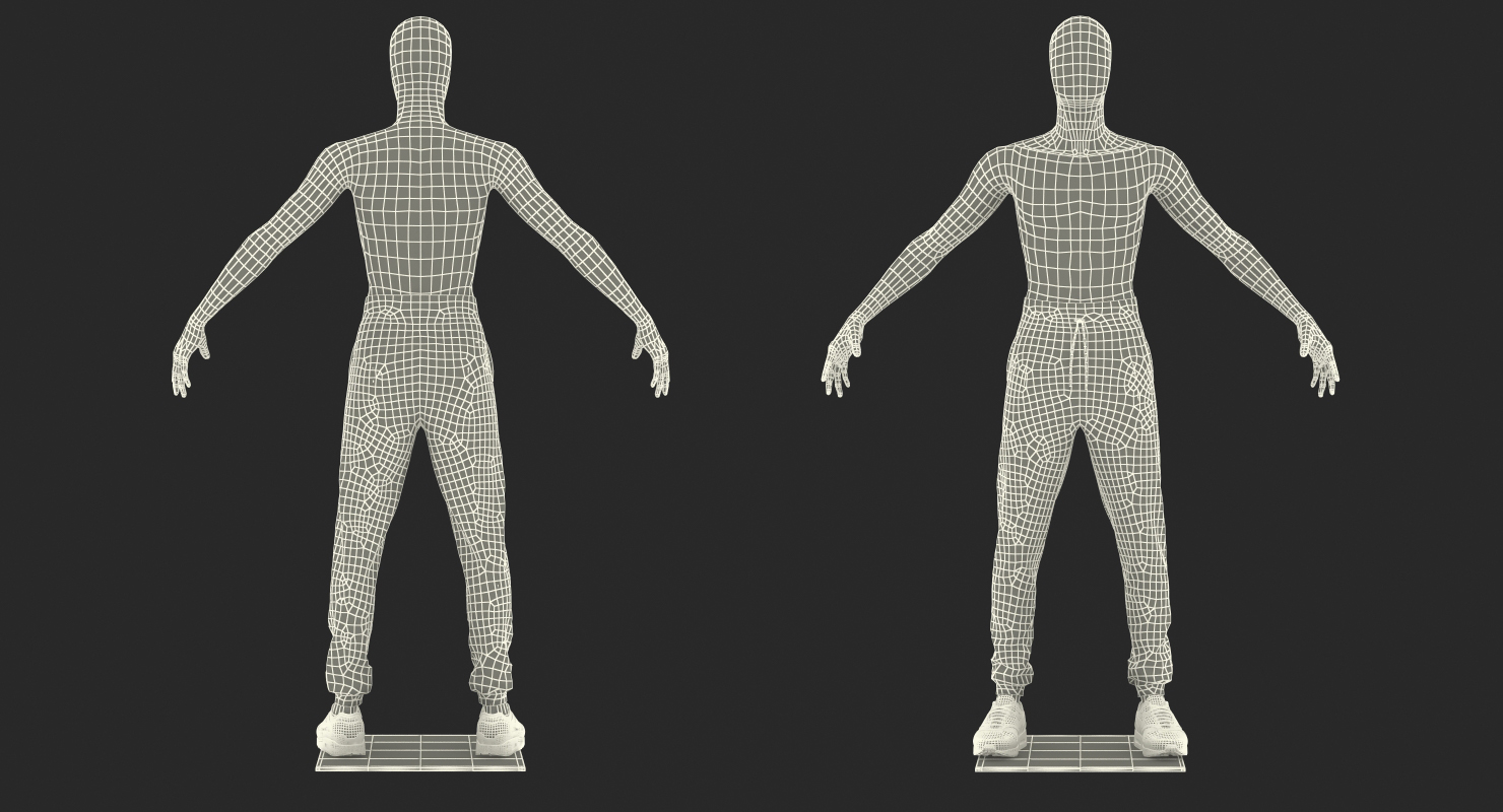3D Grey Nike Joggers and Sneakers on Mannequin model
