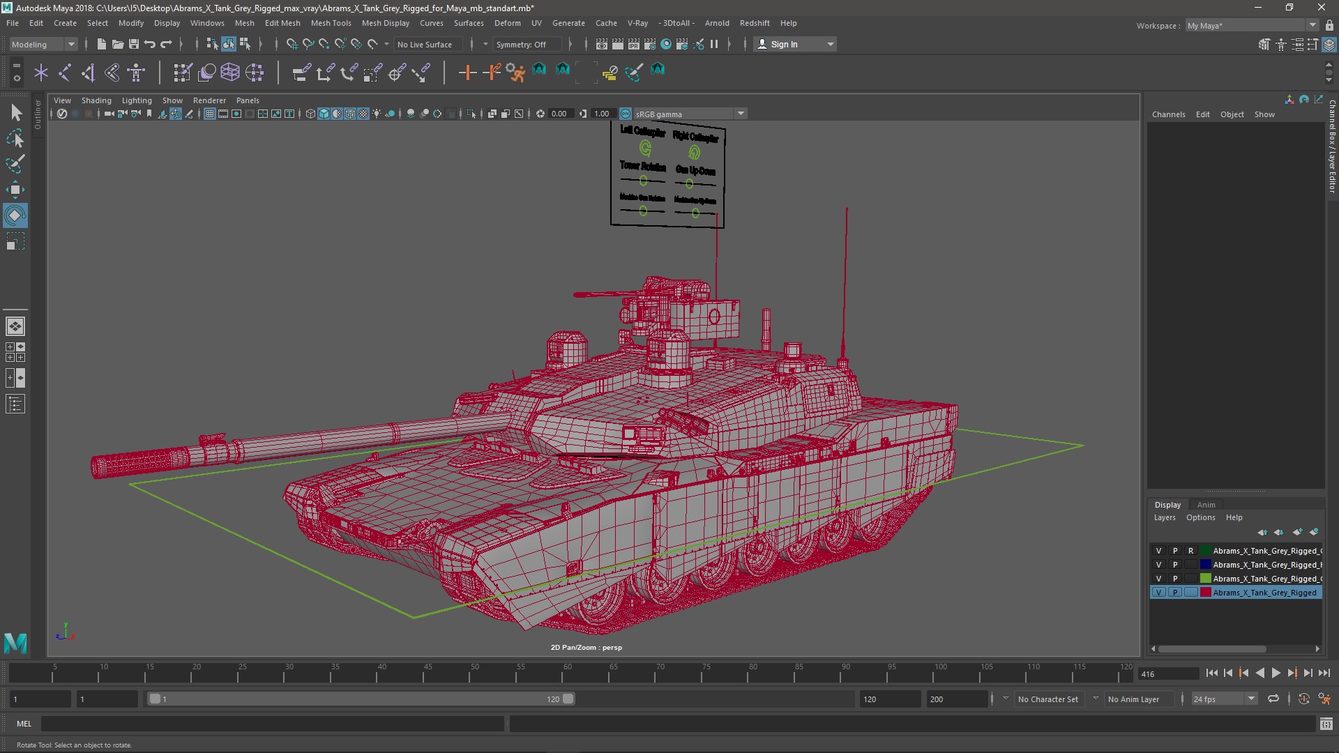 Abrams X Tank Grey Rigged for Maya 3D model