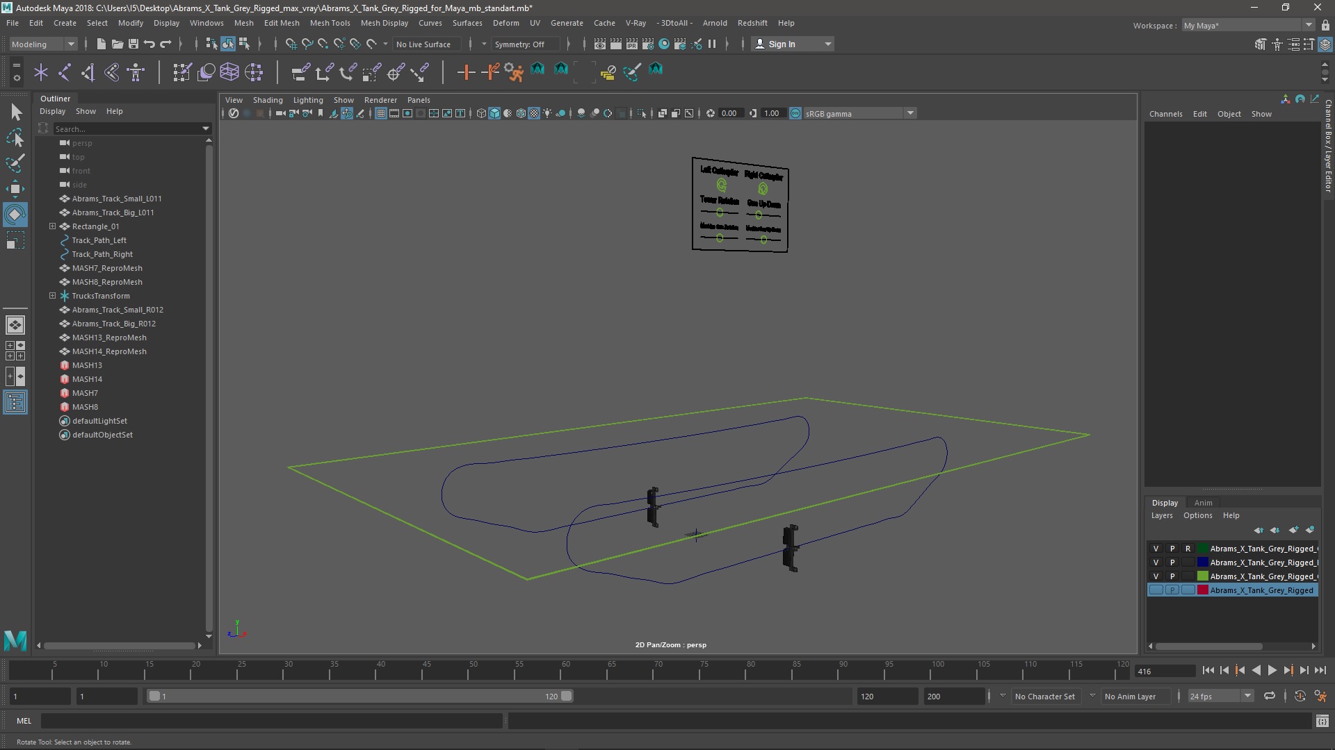 Abrams X Tank Grey Rigged for Maya 3D model