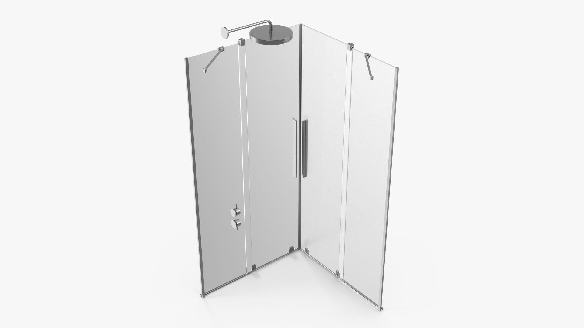 3D Glass Shower Enclosure Sliding Doors Silver model