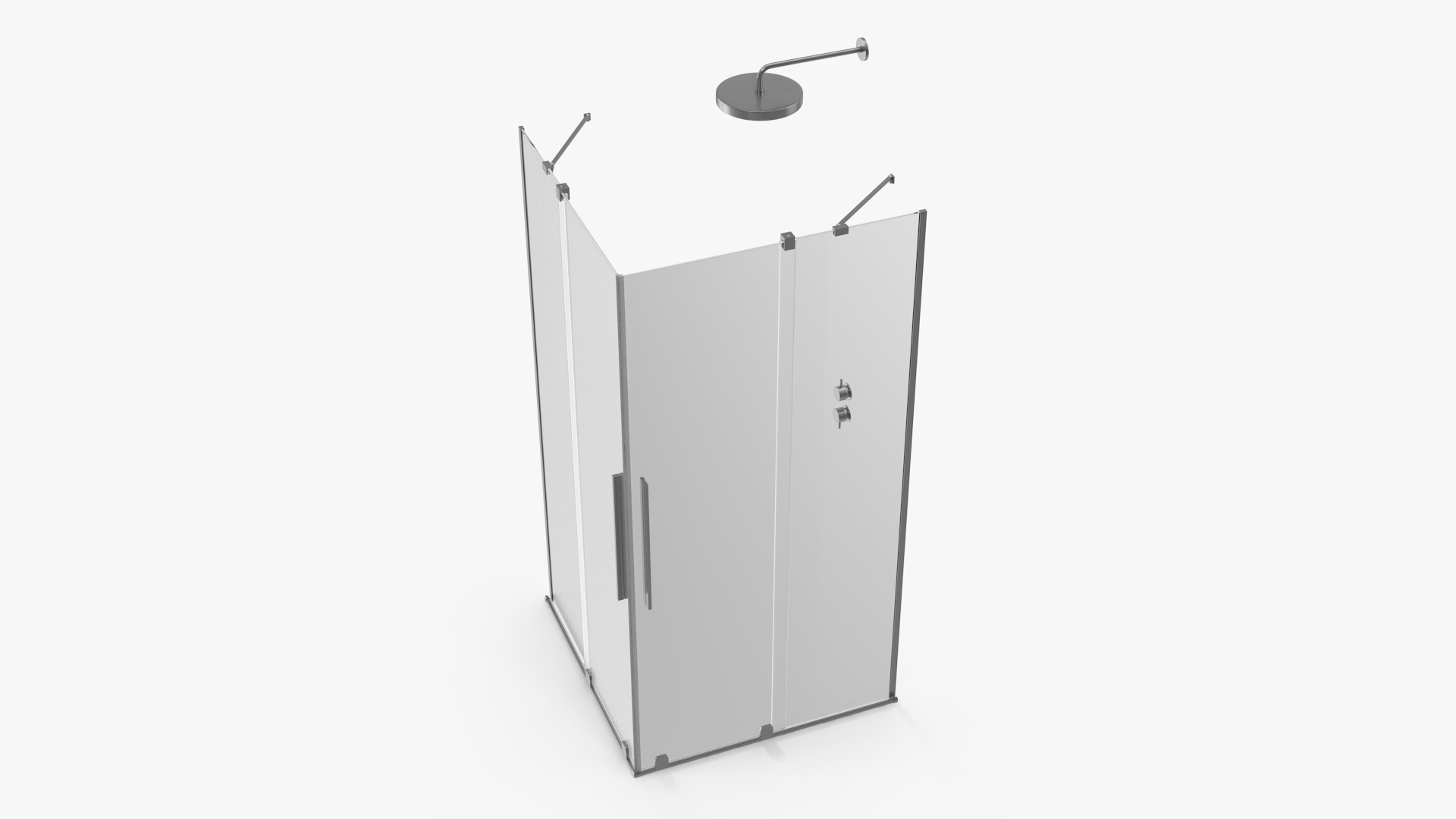 3D Glass Shower Enclosure Sliding Doors Silver model
