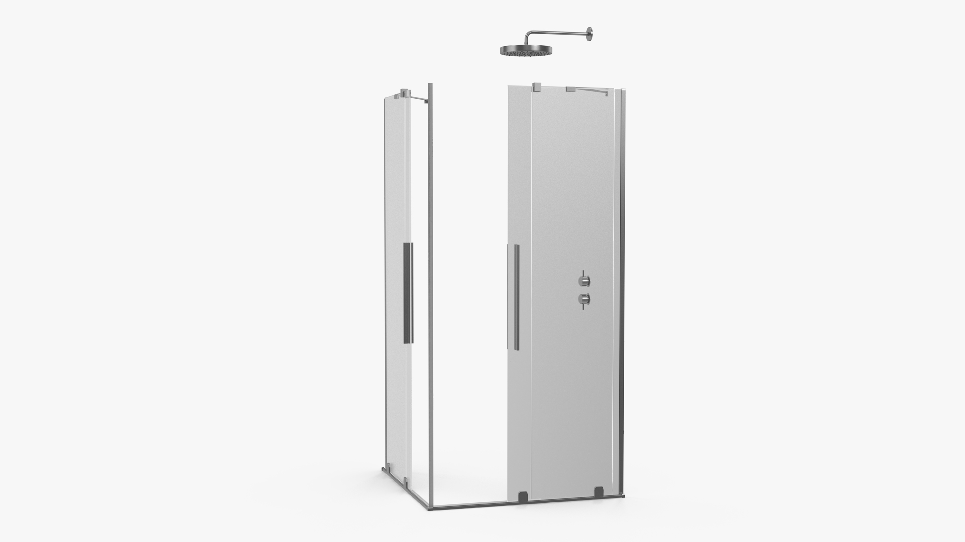 3D Glass Shower Enclosure Sliding Doors Silver model
