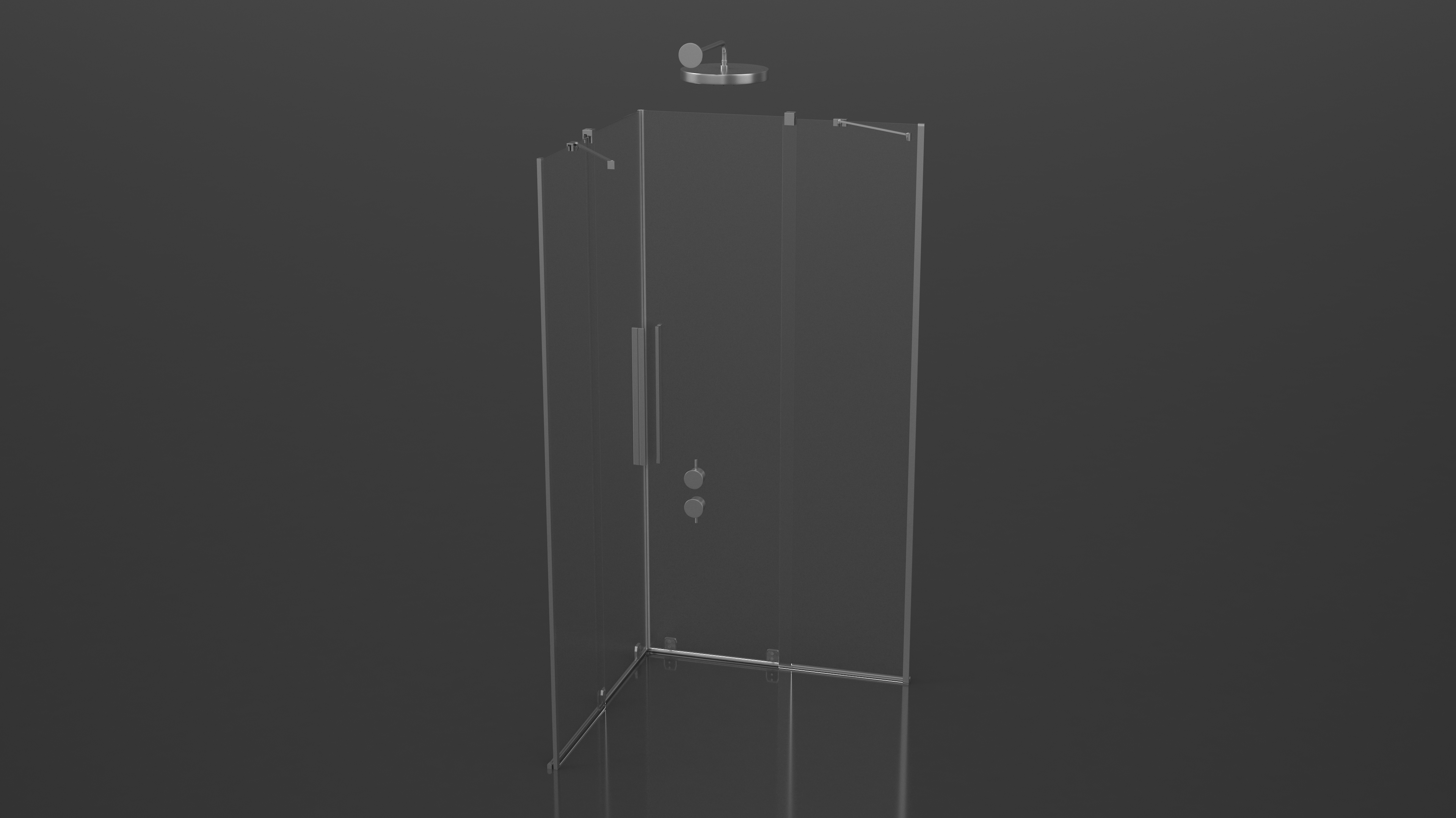 3D Glass Shower Enclosure Sliding Doors Silver model