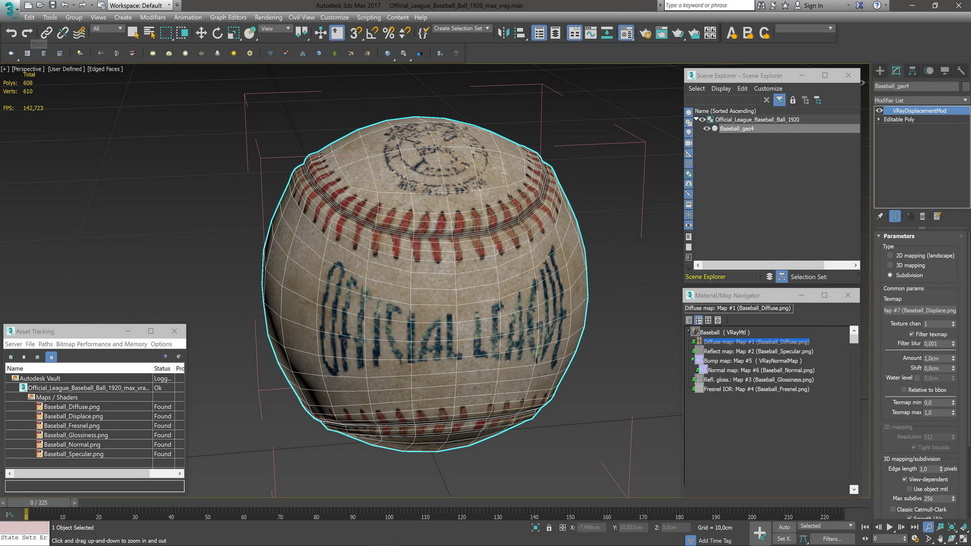 Official League Baseball Ball 1920 3D model