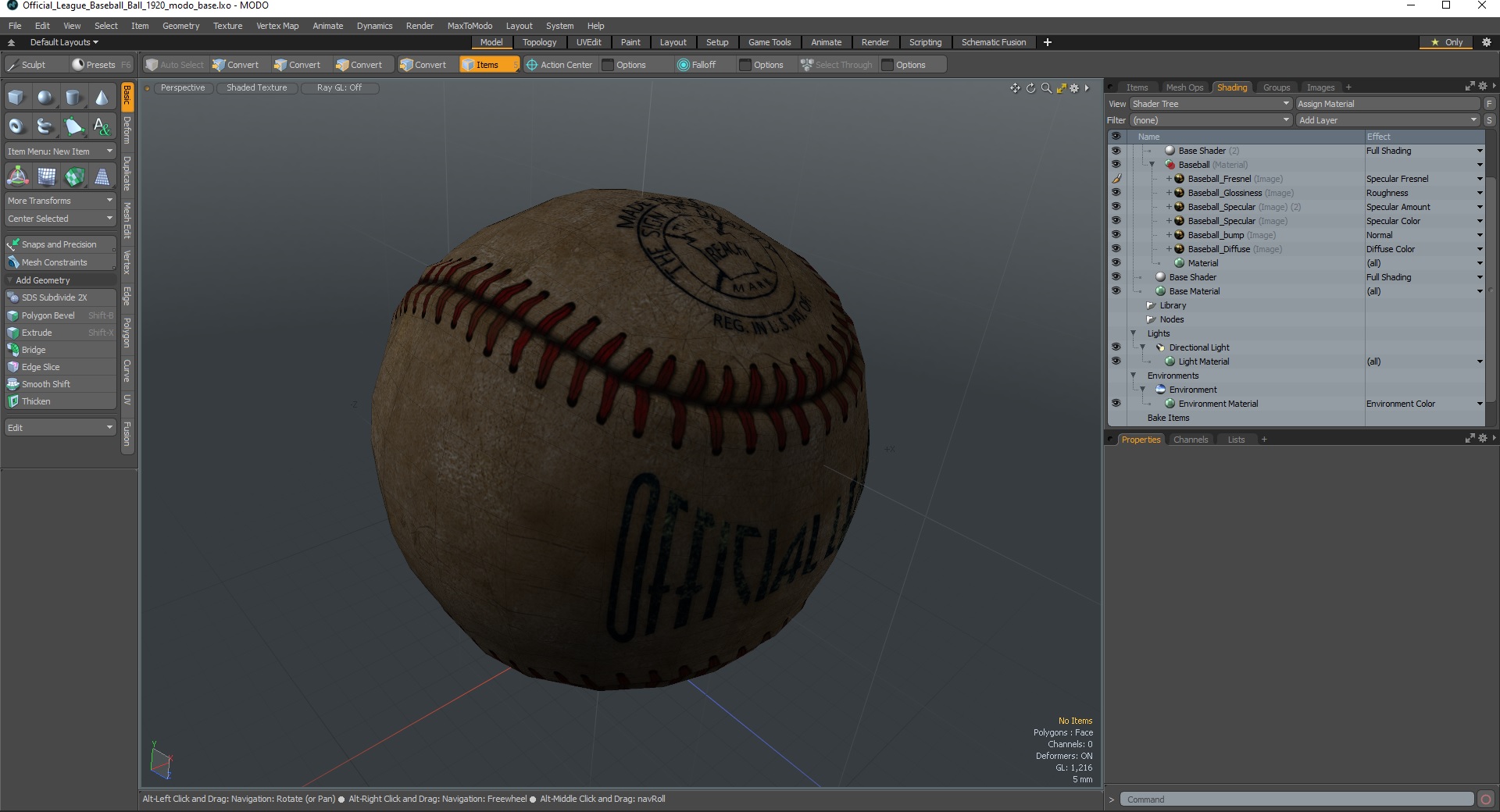 Official League Baseball Ball 1920 3D model