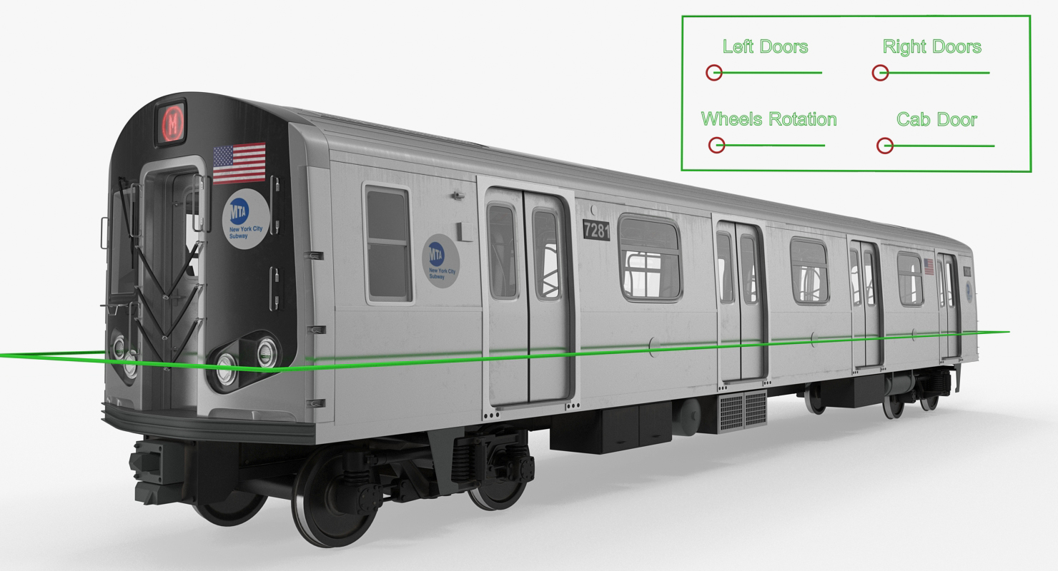 3D New York City Subway Car R160 Rigged