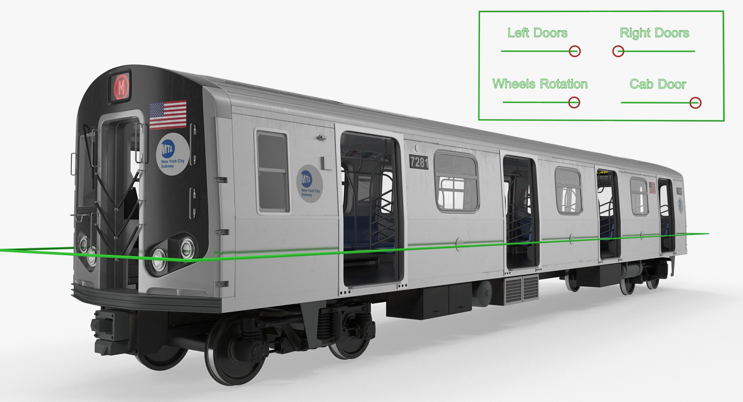 3D New York City Subway Car R160 Rigged