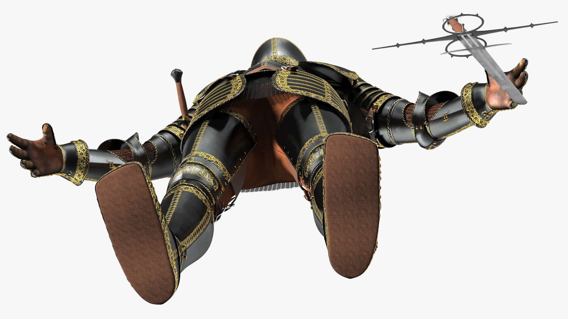 Medieval Knight Black Gold Full Armor Rigged 3D model