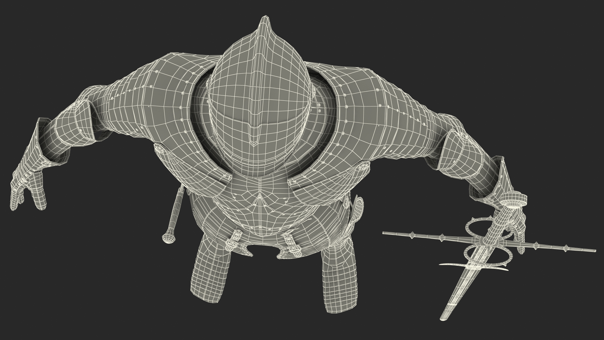 Medieval Knight Black Gold Full Armor Rigged 3D model