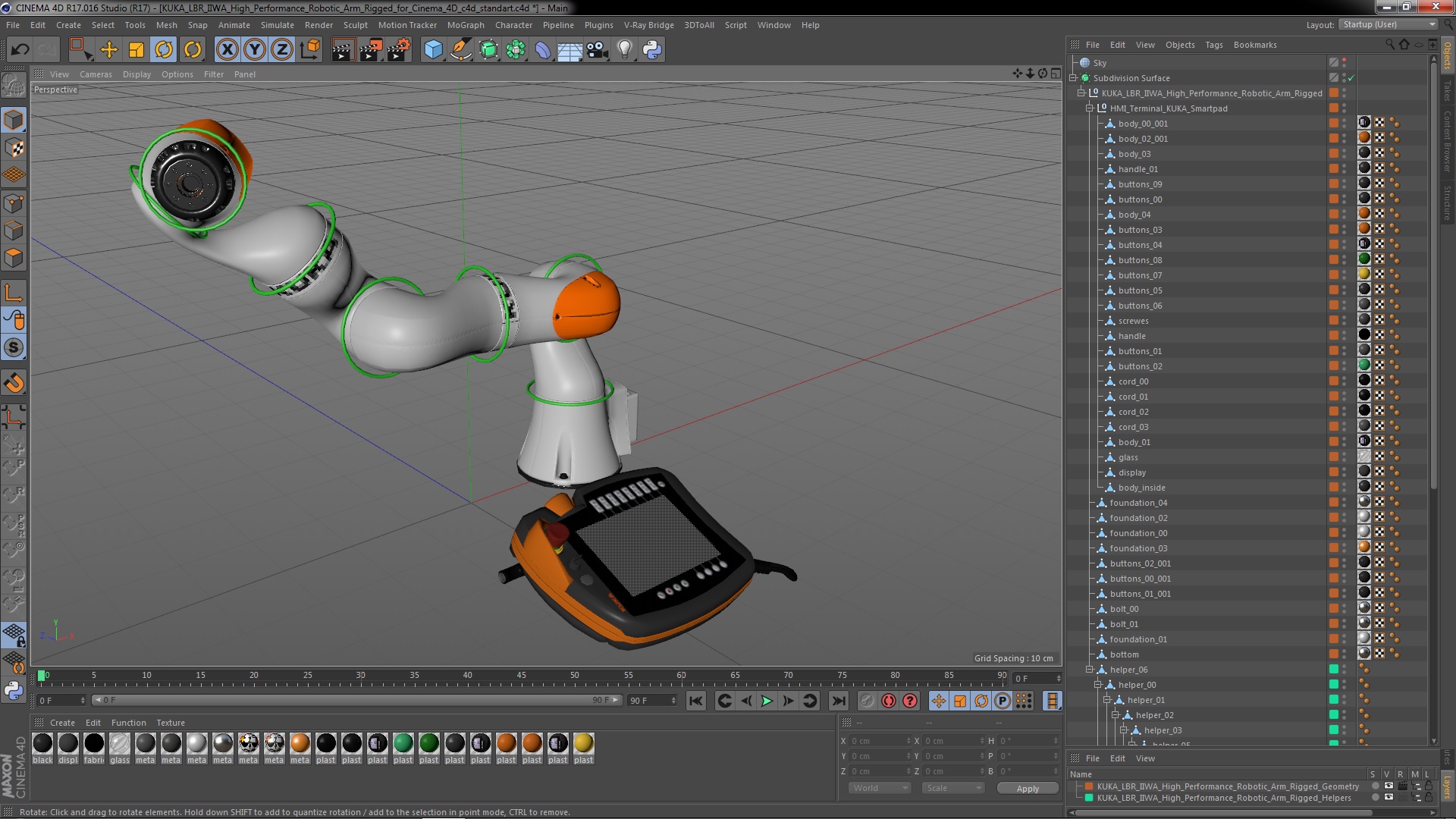 3D KUKA LBR IIWA High Performance Robotic Arm Rigged for Cinema 4D model