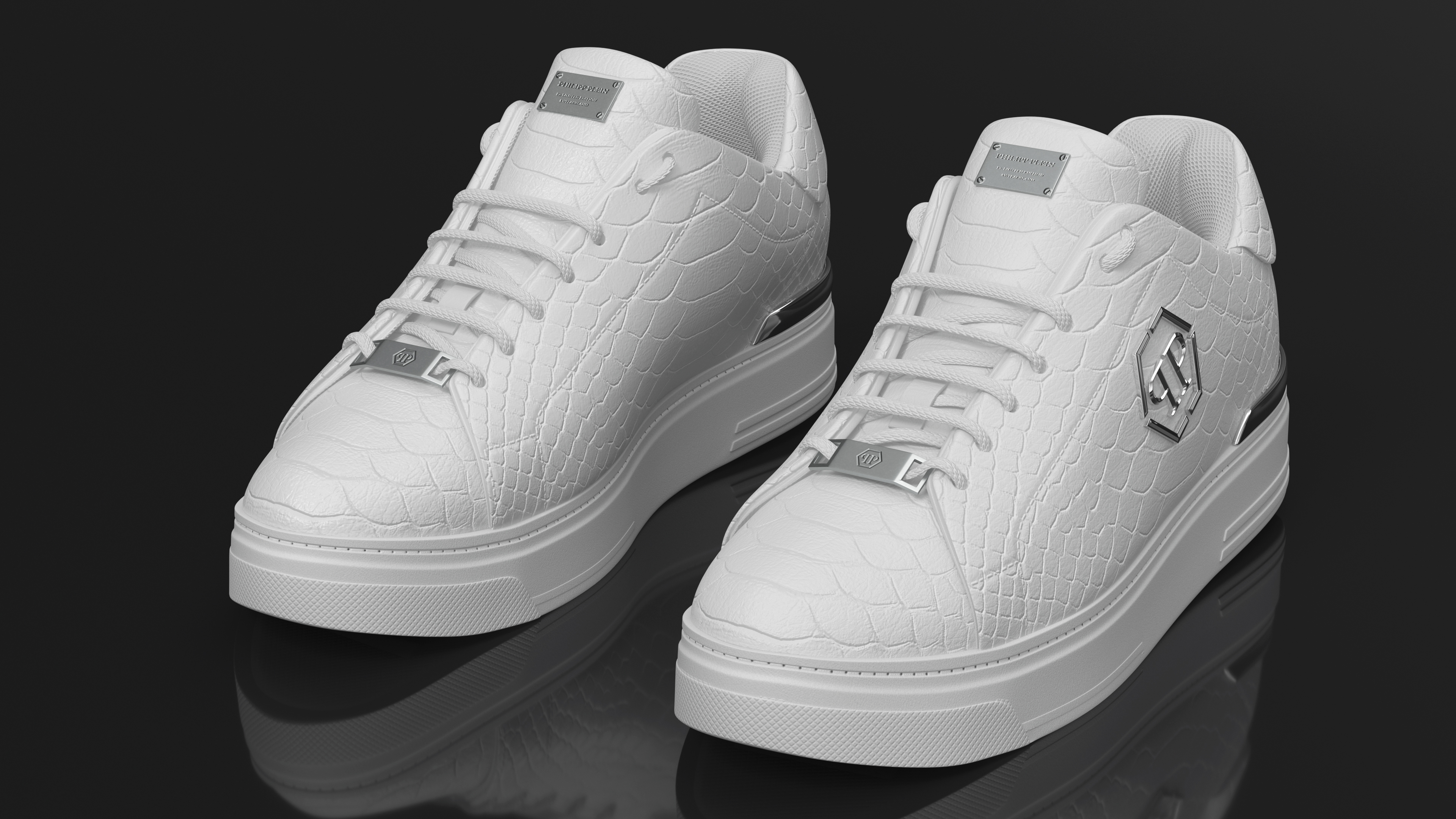 Python Lo-Top Sneakers Philipp Plein White 3D