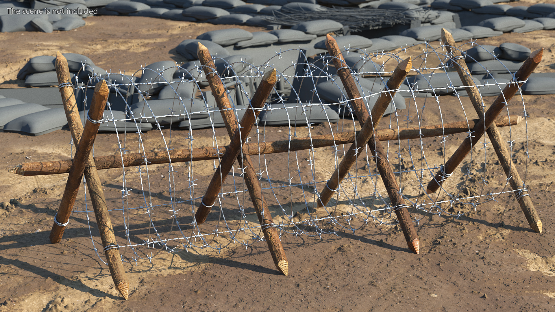 3D Cheval de Frise Barbed Wire Fence model