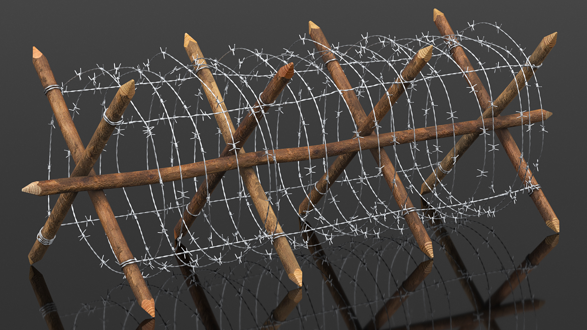 3D Cheval de Frise Barbed Wire Fence model