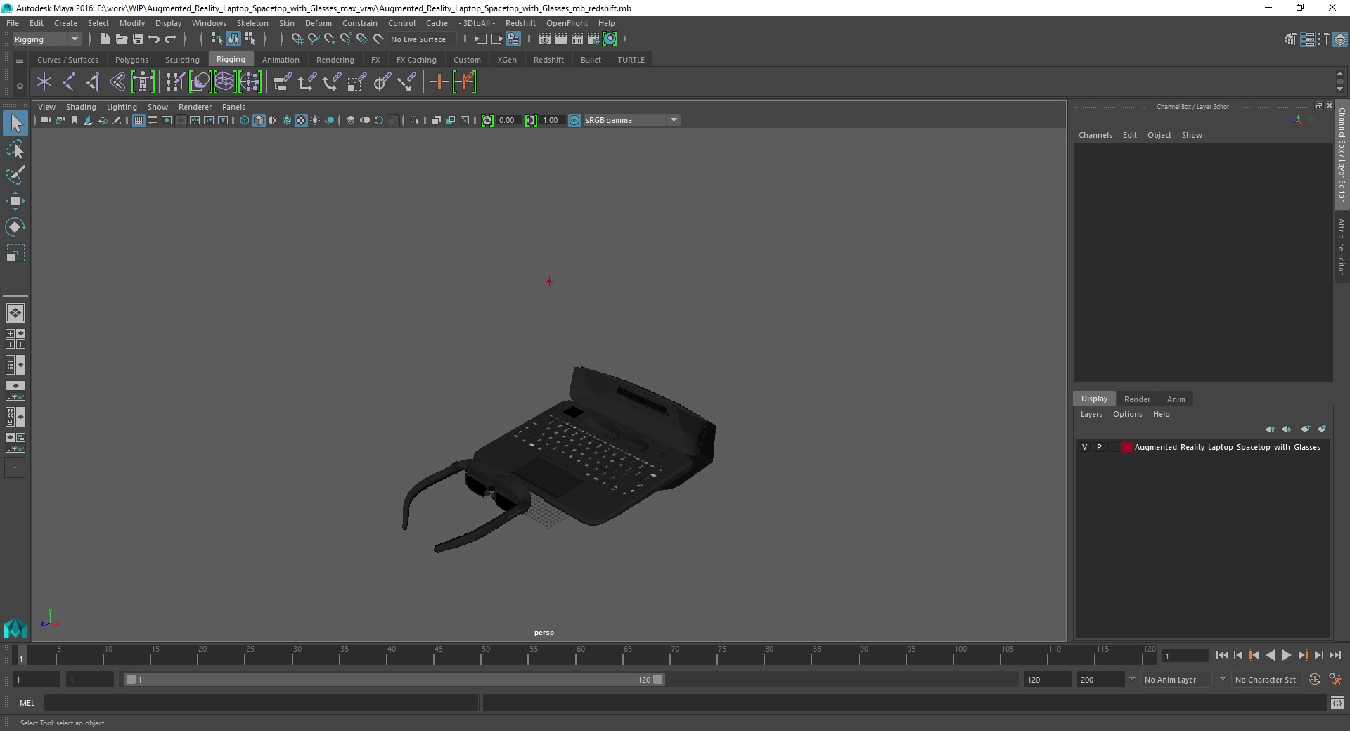 3D Augmented Reality Laptop Spacetop with Glasses