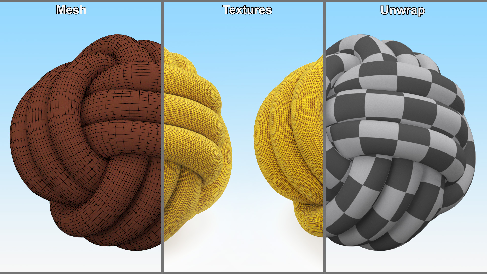 3D model Knot Pillow Mustard Color