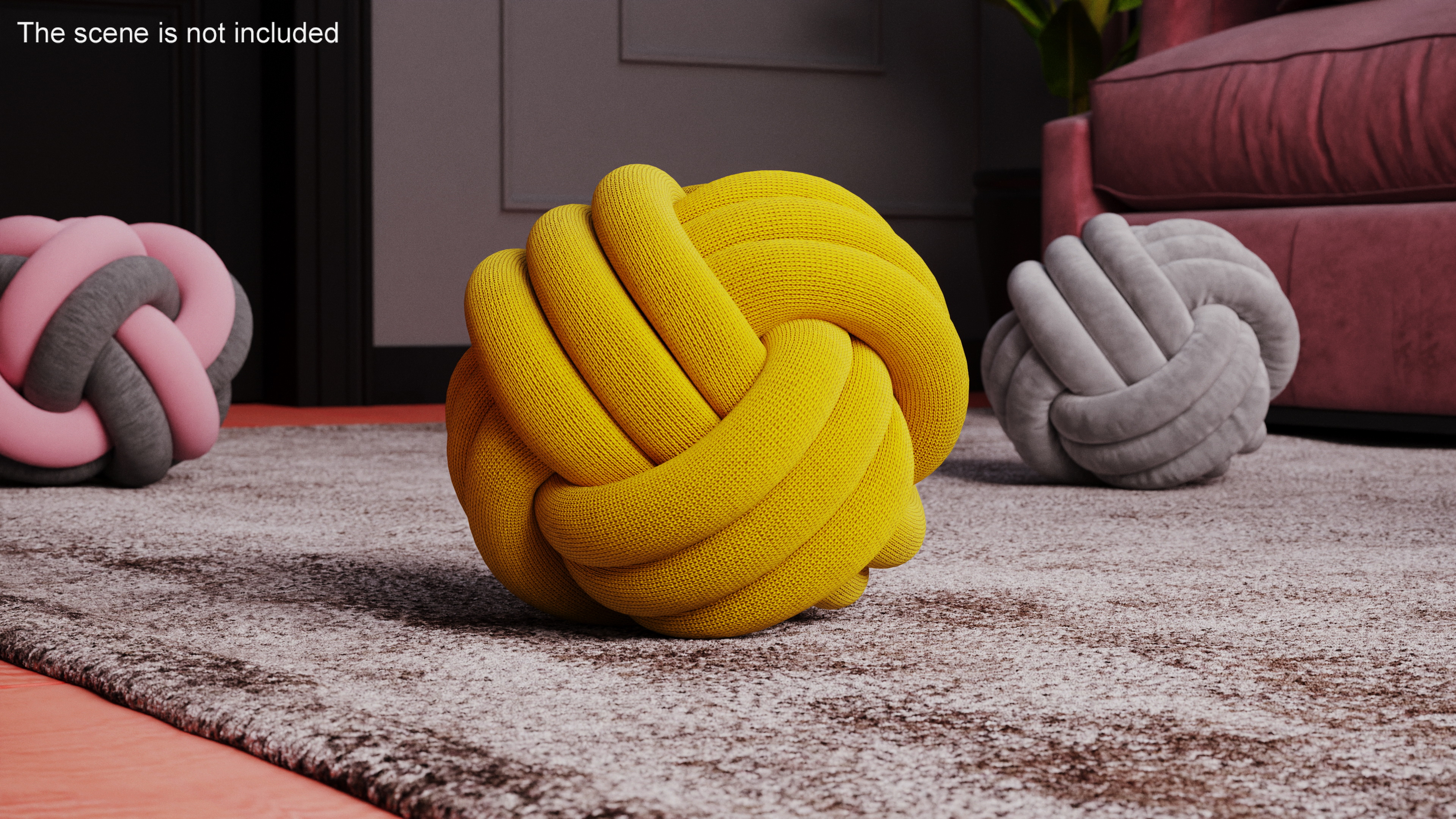 3D model Knot Pillow Mustard Color