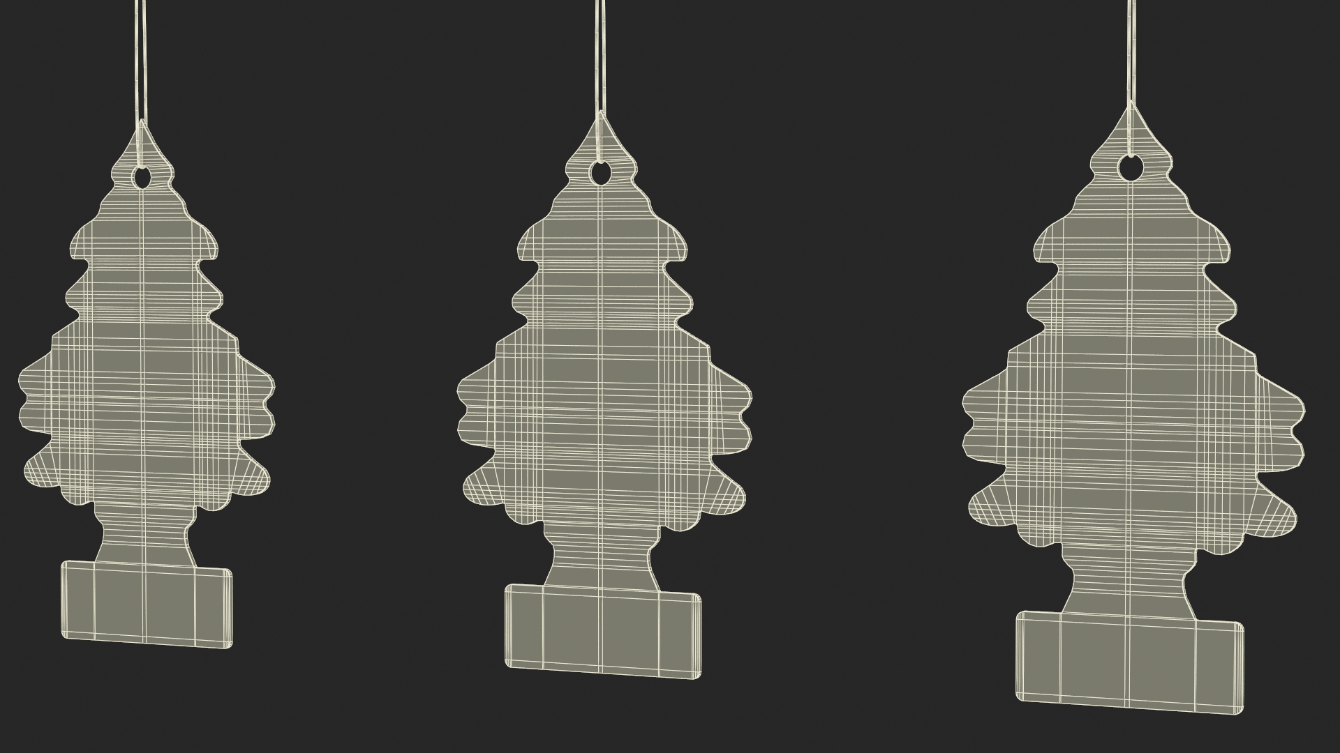 Little Trees Hanging Car Fresheners Set 3D model