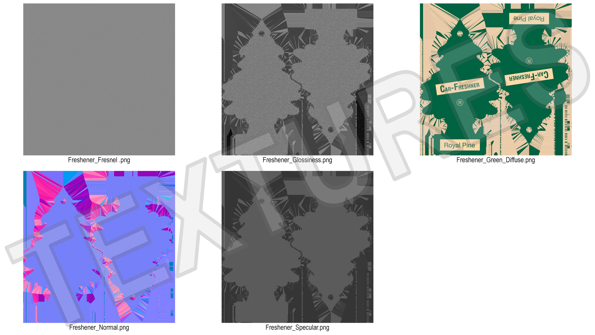 Little Trees Hanging Car Fresheners Set 3D model