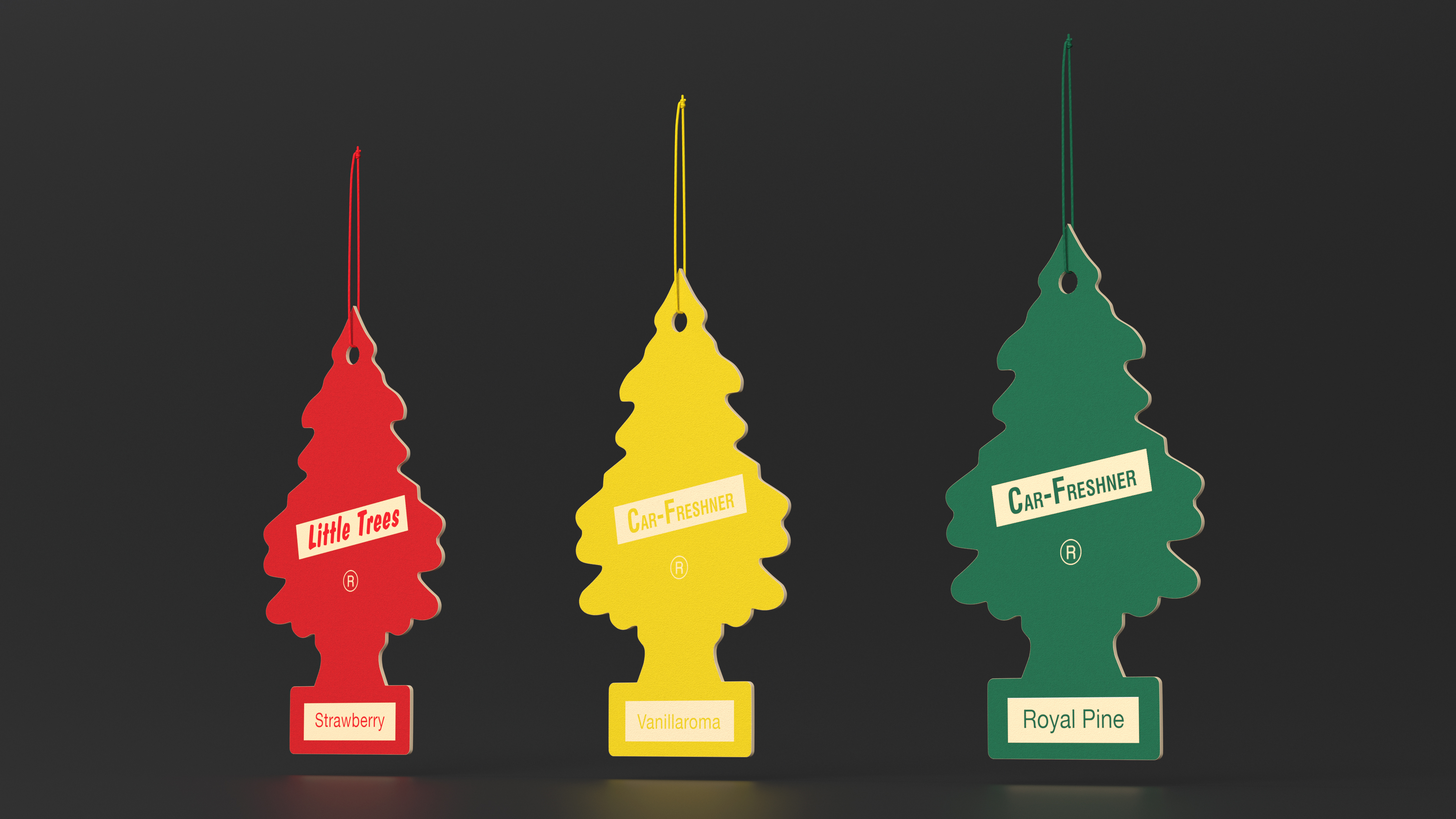 Little Trees Hanging Car Fresheners Set 3D model
