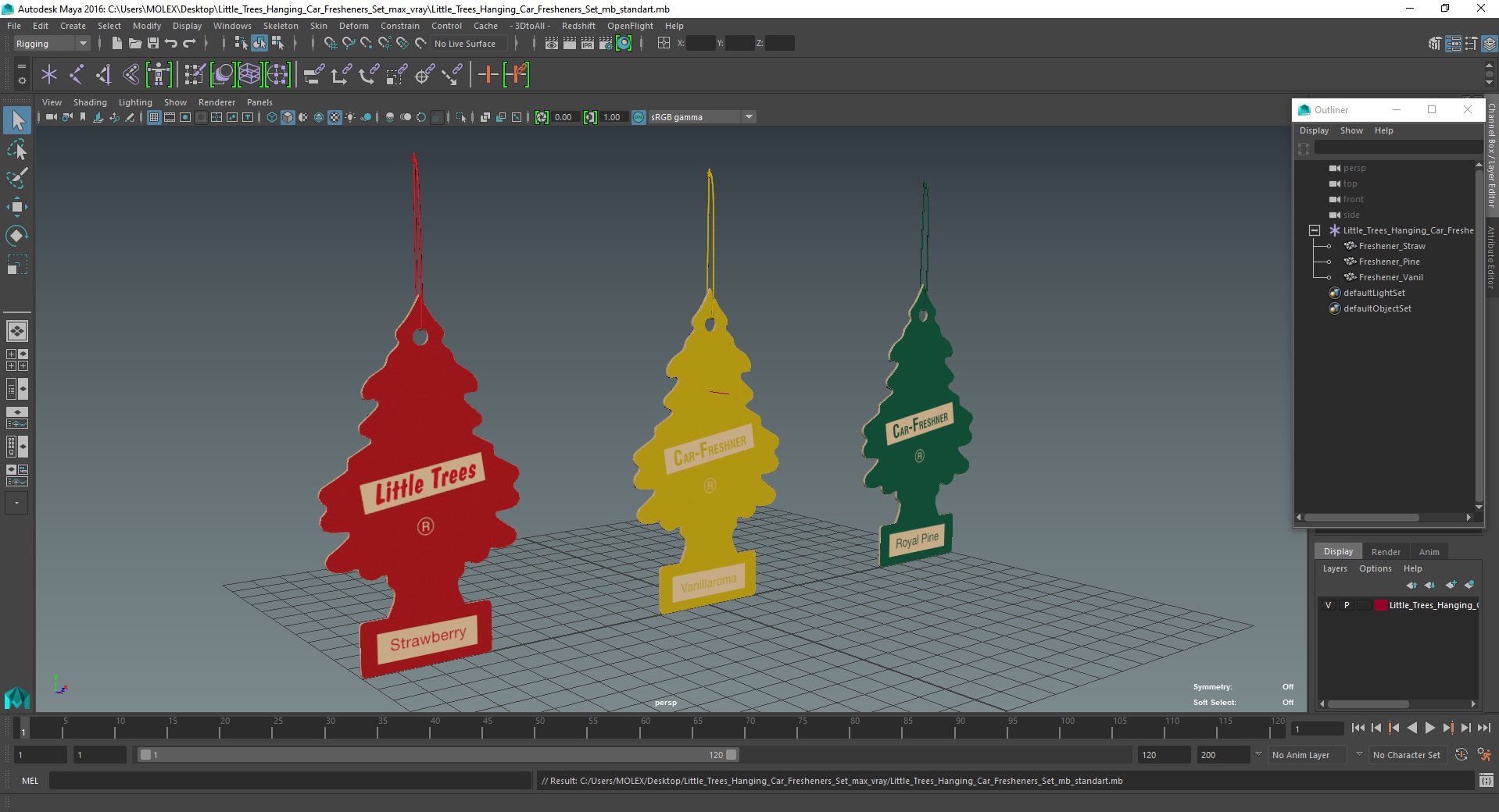 Little Trees Hanging Car Fresheners Set 3D model
