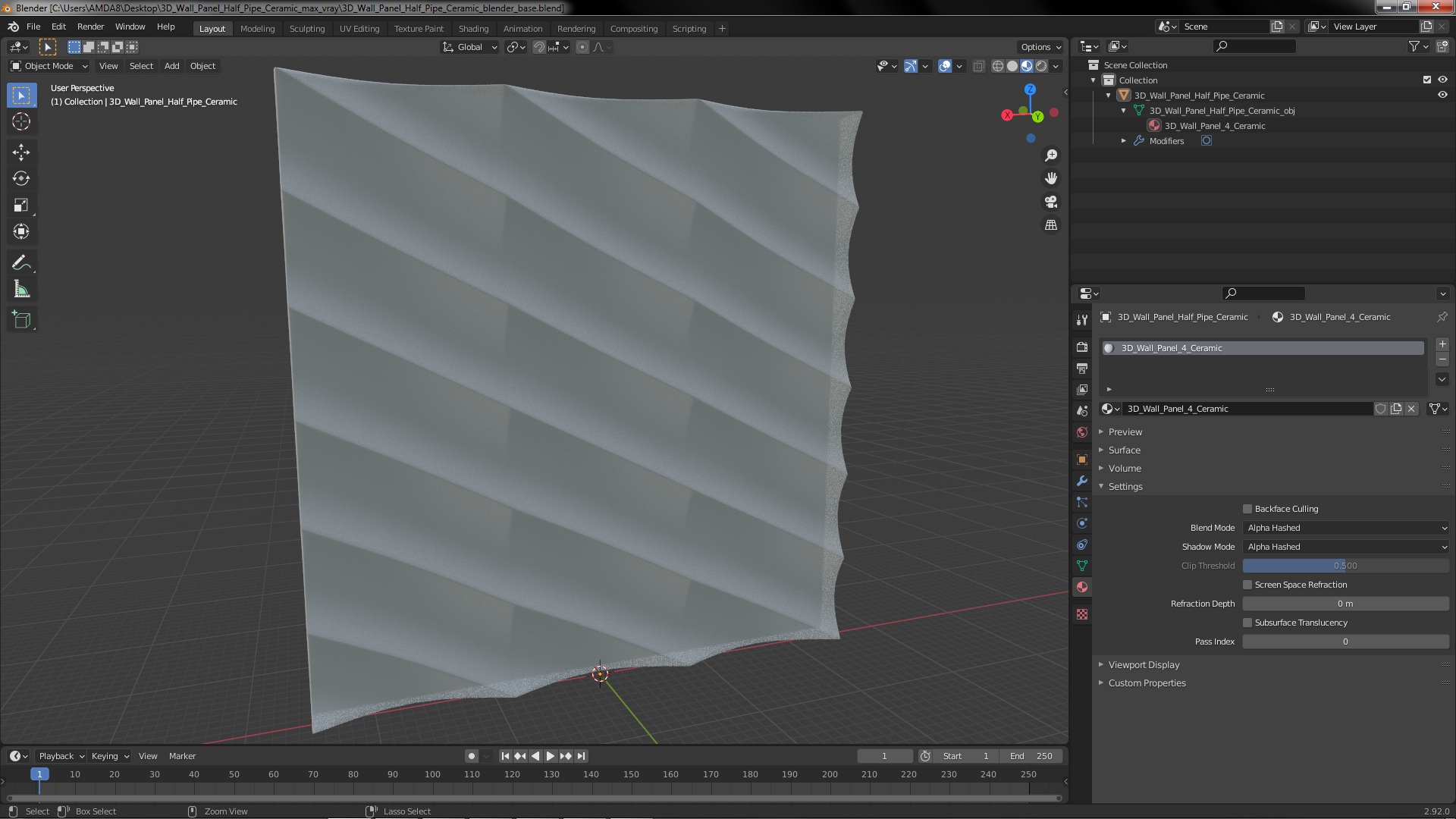 3D 3D Wall Panel Half Pipe Ceramic