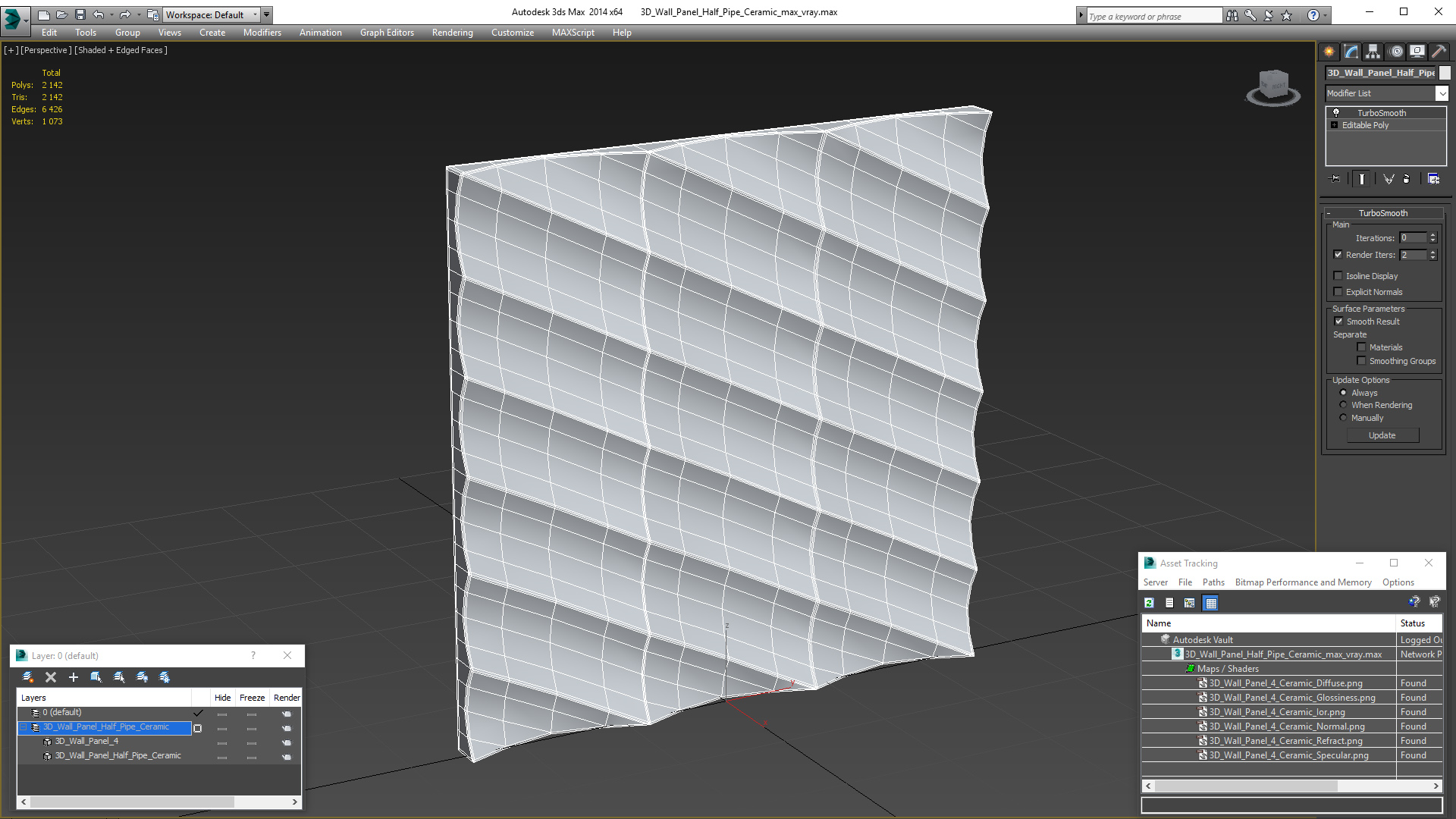 3D 3D Wall Panel Half Pipe Ceramic