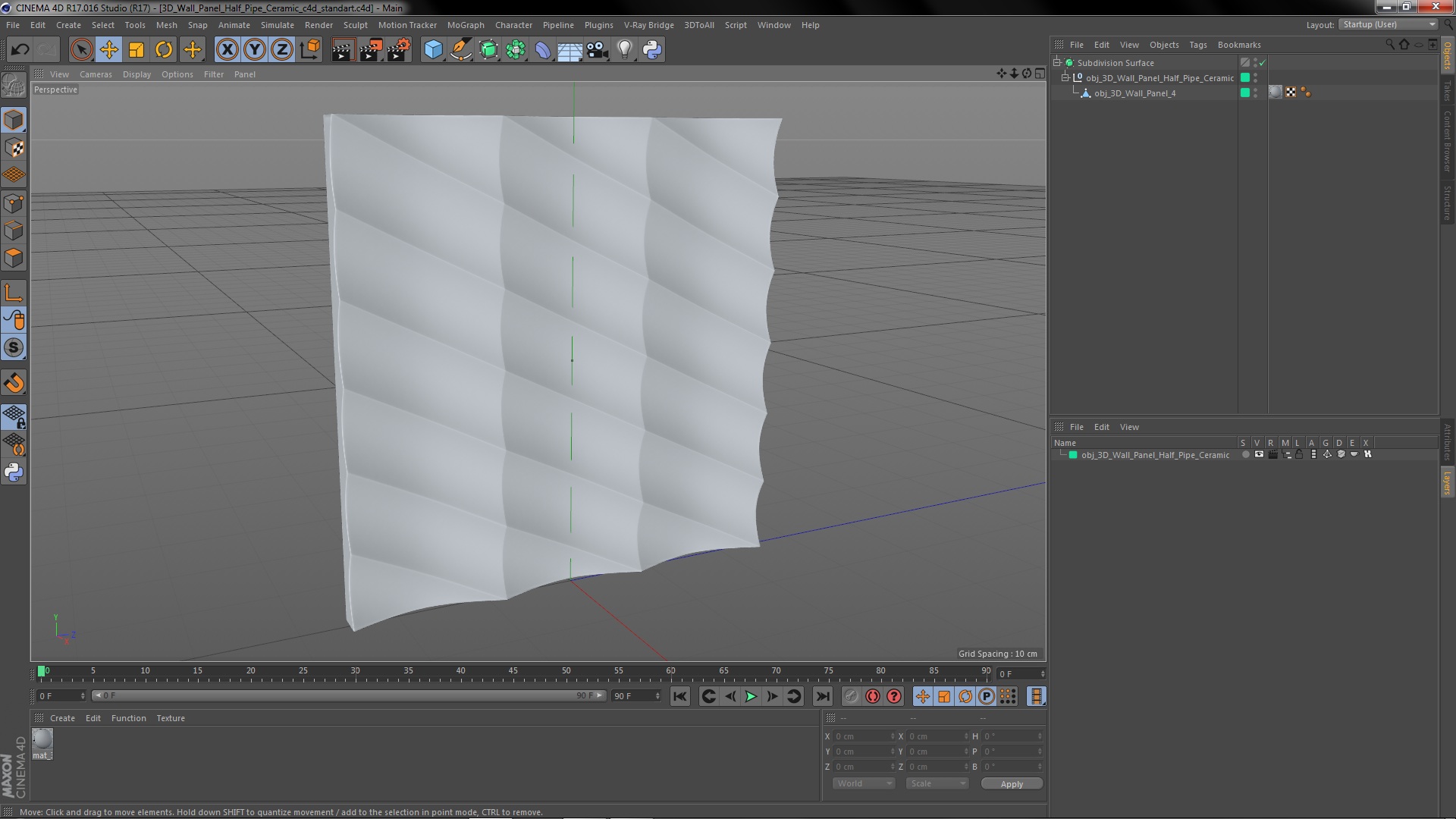 3D 3D Wall Panel Half Pipe Ceramic