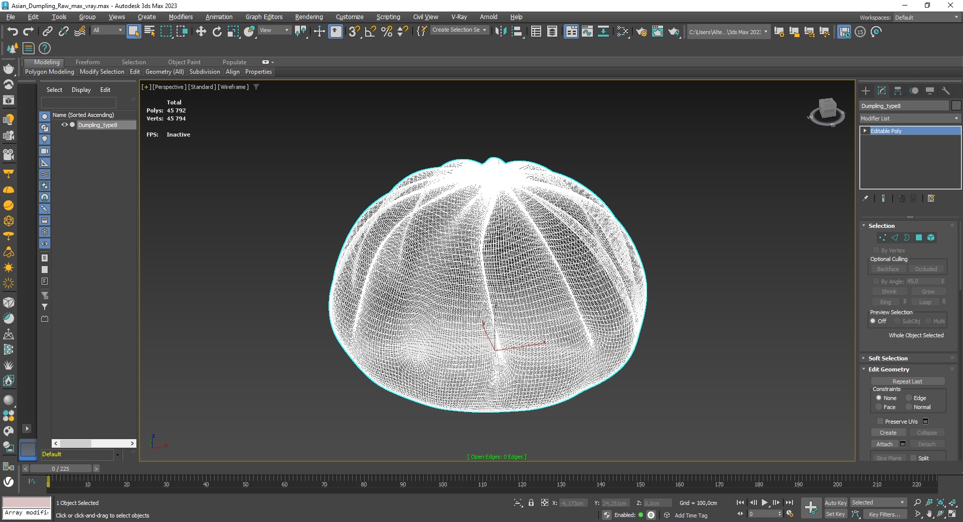 3D Asian Dumpling Raw for 3D Print