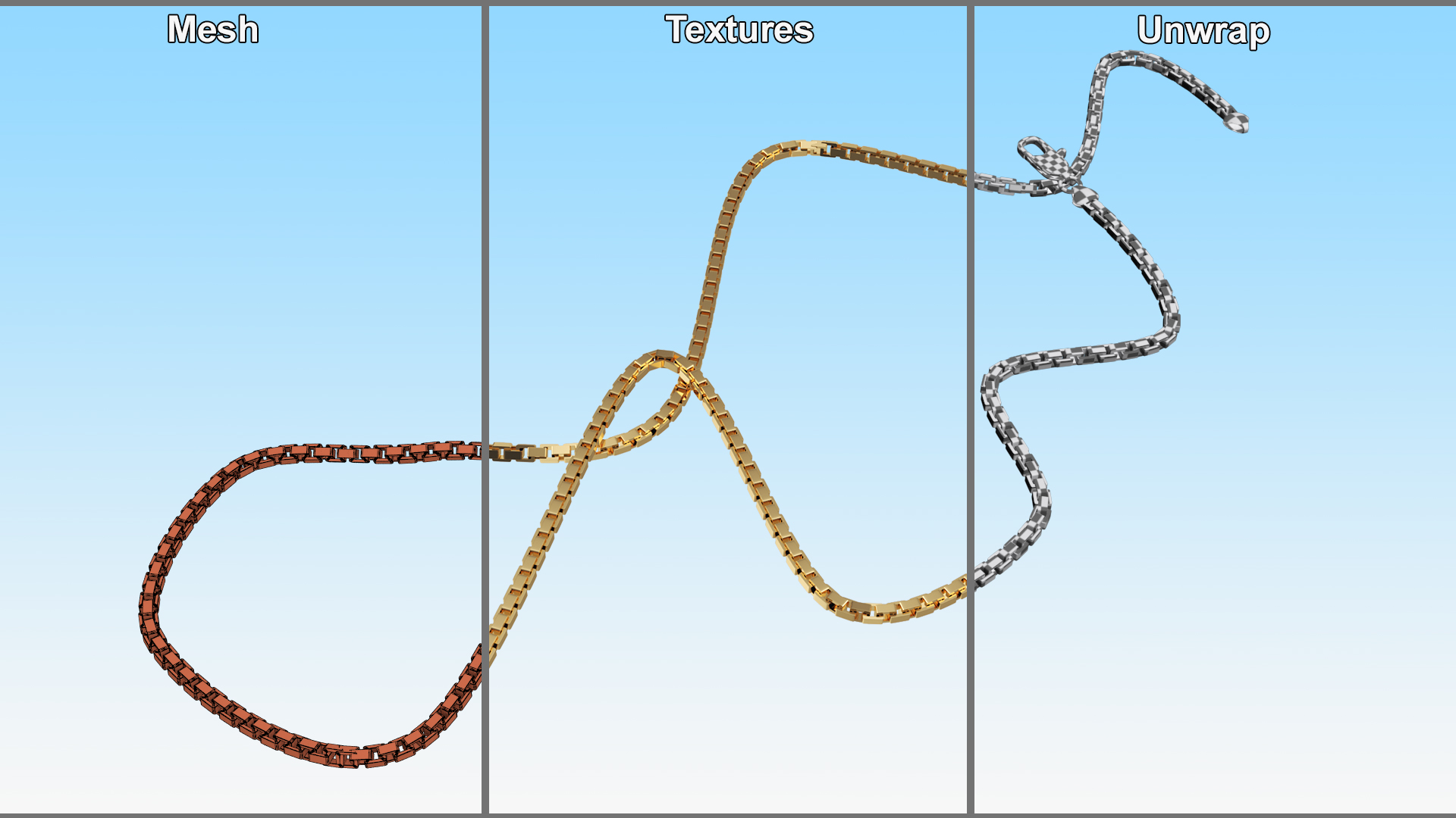 3D model Gold Box Chain Rigged for Cinema 4D