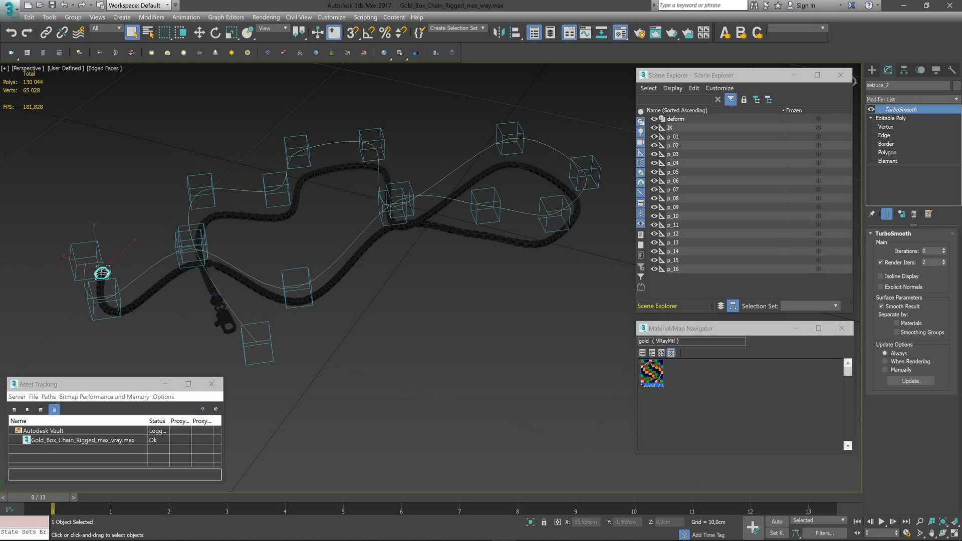 3D model Gold Box Chain Rigged for Cinema 4D