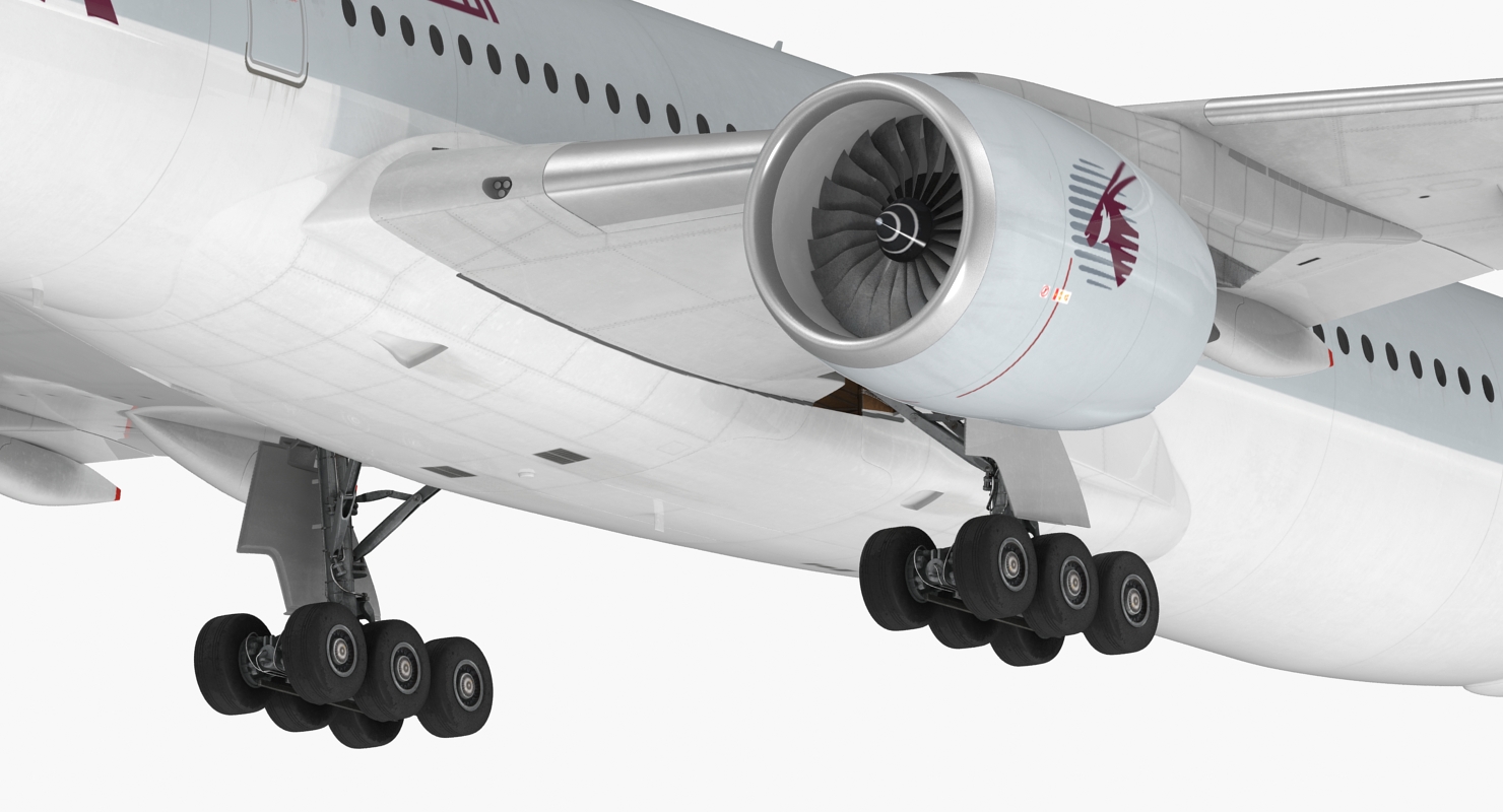 Airbus A350 1000 Qatar Rigged 3D model