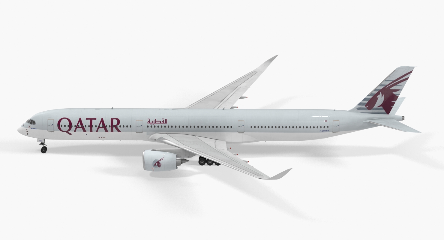 Airbus A350 1000 Qatar Rigged 3D model